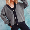 Casual Contrast Color V-Neck Stripe Cardigan