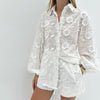 Cotton Embroidered Transparent Shirt with High Waist Shorts