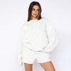 Solid Cotton Pullover Sweater Shorts Set