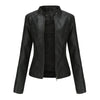 Slim Stand Collar Leather Motorcycle Jacket