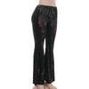 Halloween Slim Fit Cross Embroidered Bell Bottom Pants