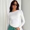 Solid Color Round Neck Long Sleeve Basic Top