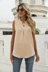 Solid Color Chiffon Sleeveless Pullover Shirt