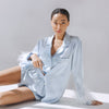 Christmas Blue Feather Detachable Silk Pajama Set