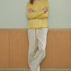 Cotton Two-Piece Pajama Set with Striped Trousers