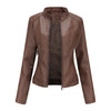 Slim Stand Collar Leather Motorcycle Jacket