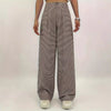 High Waist Plaid Printed Wide Leg Pants