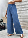 Mid Waist Elastic Wide Leg Pants for Women