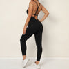 V-Ausschnitt Rückenfrei Yoga Fitness Jumpsuit Hüftsport Tanzhose Damen