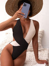 Criss Cross Color Block One-Piece Swimsuit