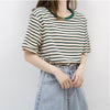 Green Striped Cotton T-Shirt