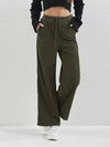 Retro Corduroy Elastic Waist Straight Leg Trousers