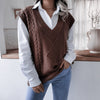 V-Neck Twist Loose Knitted Vest Sweater