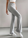 Solid Color Ribbed Knit Bell Bottom Pants