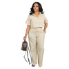 Summer Linen Two-Piece Shirt and Sports Pants Set