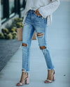 Ripped Slimming Cropped Jeans for Women