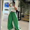 Color Block Wide Leg High Waist Pants