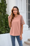 Elegant Round Neck Lace Chiffon Blouse for Women