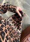 Long Sleeve Leopard Print Shirt and Wide-Leg Pants Two-Piece Set