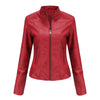 Slim Stand Collar Leather Motorcycle Jacket