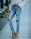 Ripped Slimming Cropped Jeans for Women