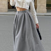 High Waist Slim Fit Pleated A-Line Skirt