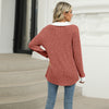 Women’s Contrast Lapel Long Sleeve Loose Fit Top