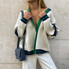 Loose Fit Striped Contrast Color Cardigan