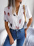 Elegant Feather Collar Short Sleeve Blouse for Women