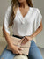 V-Neck Lace Short Sleeve Chiffon Top for Women