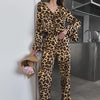 Leopard Print Ruffled Cardigan Pajama Set