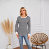 Striped Round Neck Long Sleeve Casual Sweatshirt for Women