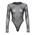 Elegant Striped Mesh Long Sleeve Backless Bodysuit