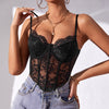 Lace Diamond Boned Corset Crop Top