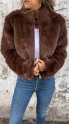 Faux Fur Turtleneck Zipper Casual Coat