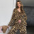 Leopard Print Ruffled Cardigan Pajama Set