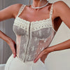 French Lace Stitching See-Through Vest Top