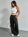 Casual High Waist Stitching Straight Leg Work Pants