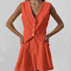 Cotton Linen Sleeveless Vest and Shorts Two-Piece Suit