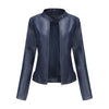 Slim Stand Collar Leather Motorcycle Jacket