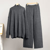 Turtleneck Sweater Suit - Loose Casual Thick Knit Trousers Set