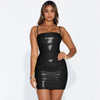 Summer Strapless Faux Leather Sheath Dress