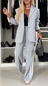 Long Sleeve Collared Color Block Suit – Office Casual Look