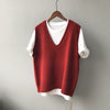 Spring Preppy V-Neck Knitted Sleeveless Vest