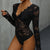 Lace Stitching Solid Color Long Sleeve One-Piece