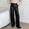 Vintage-Lederhose mit Fleecefutter und hoher Taille