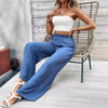 Mid Waist Elastic Wide Leg Pants for Women