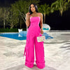 Jumpsuit mit weitem Bein, Tube-Top, mehreren Taschen