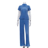 Slimming T-Shirt & High-Waist Pleated Wide-Leg Pants Set