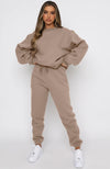 Solid Color Round Neck Pullover Casual Long Sleeve Sweater Suit